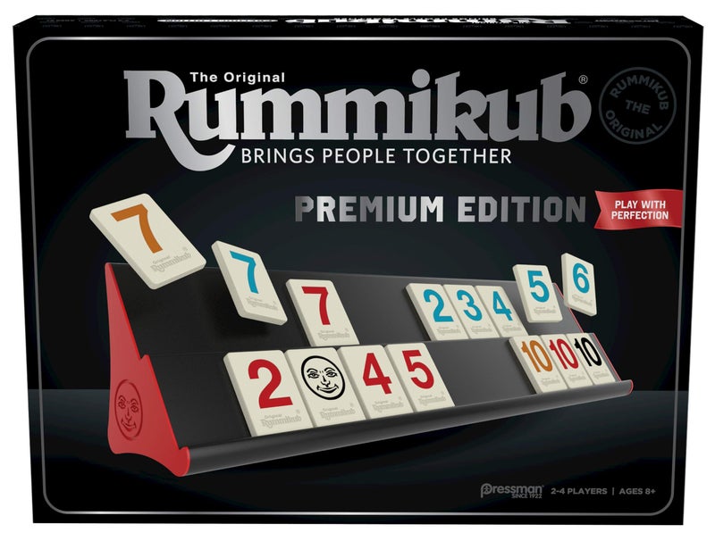 Pressman Rummikub Premium Edition by Pressman - Features Racks - Large Number Engraved Tiles and a Storage Bag for The Ultimate Rummikub Experience by Pressman , Silver - Image 1